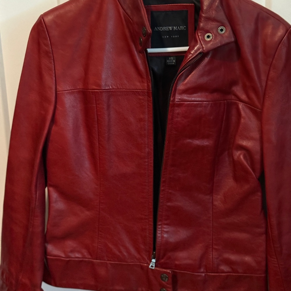 Andrew Marc Women's Bold Red Leather Jacket